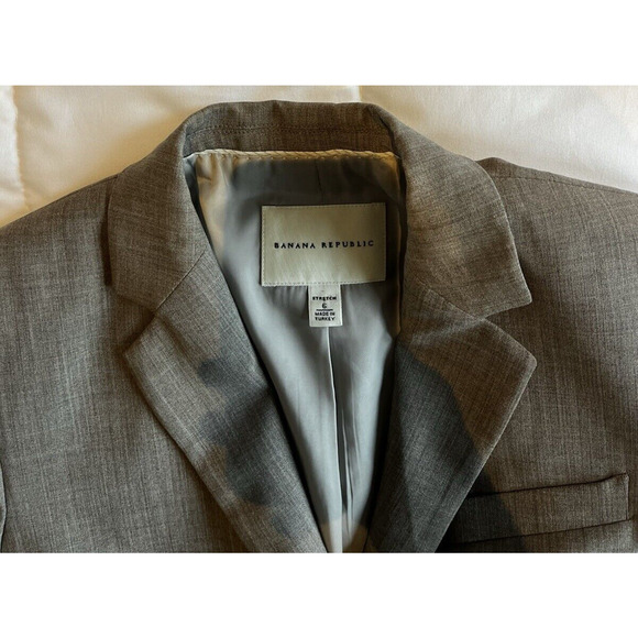 Banana Republic Blazer Womens 6 Tan Wool Blend Stretch 2 Button Classic Career - Picture 3 of 11